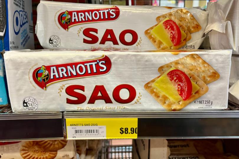Arnott's SAO crackers are retailing for $8.90.