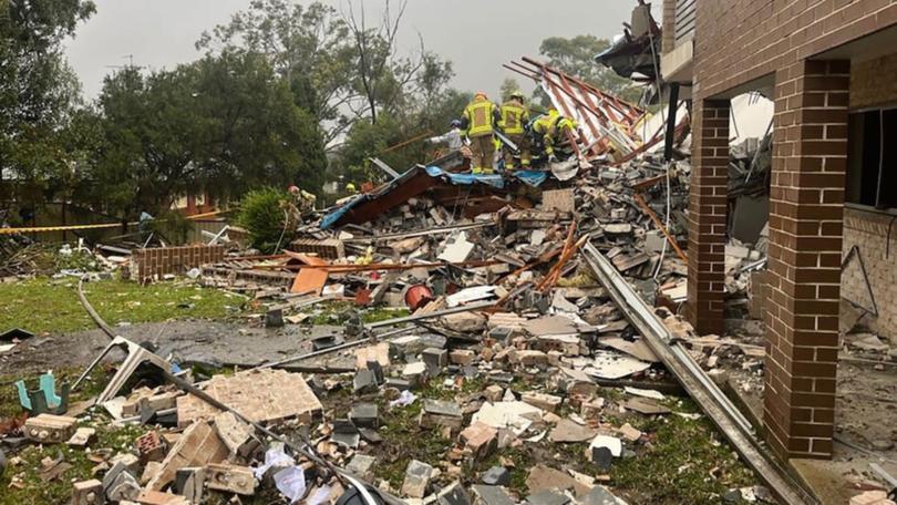 The blast at Whalan in Sydney's west levelled most of the two-storey home. 