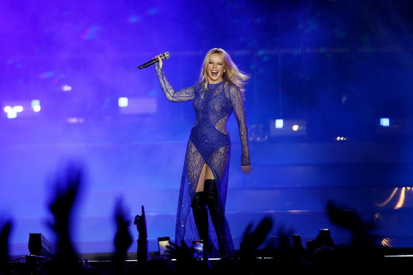 Kylie Minogue performs during Live and Proud: Sydney WorldPride Opening Concert on February 24, 2023 in Sydney, Australia. (Photo by Don Arnold/Getty Images)