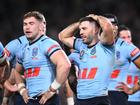 James Tedesco and his Blues teammates have endured a tough night at Accor Stadium. (Dan Himbrechts/AAP PHOTOS)