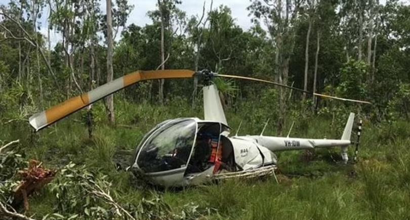 The crashed helicopter. 