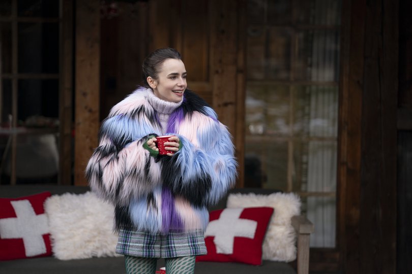 Emily in Paris. Lily Collins as Emily in Emily in Paris. Cr. Stephanie Branchu/Netflix 2024