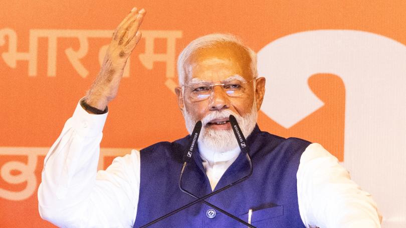 India's Prime Minister Narendra Modi addresses BJP supporters after the shock general election result.