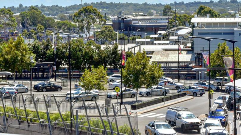 An 18-year-old with a 70cm knife has been arrested at a Sydney train station.