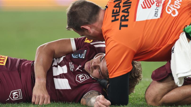 Reece Walsh after the sickening hit.