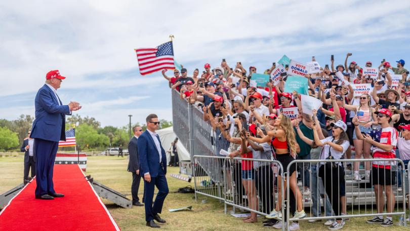  Donald Trump greets fans  at Sunset Park in Las Vegas, Nevada.