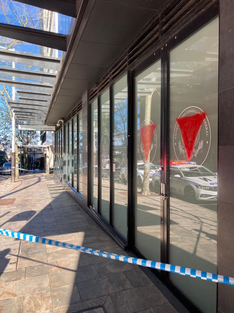 The US Consulate has been vandalised in North Sydney. (Paul Walker)