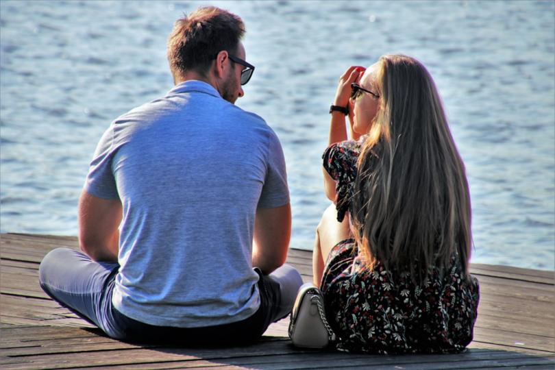 couple, together, beach