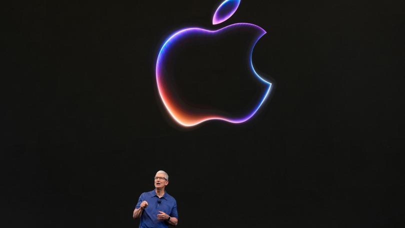 Apple CEO Tim Cook speaks during the announcement of the company’s new products on the Apple campus in Cupertino.