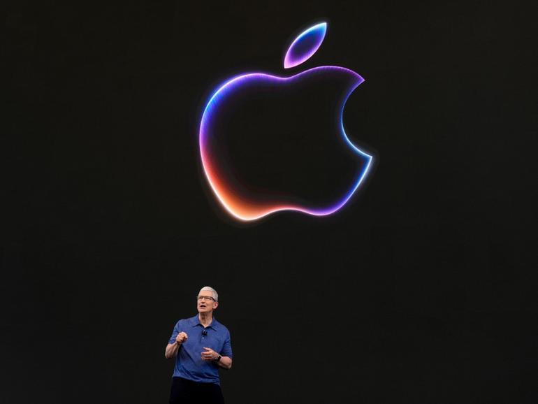 Apple CEO Tim Cook speaks during the announcement of the company’s new products on the Apple campus in Cupertino.