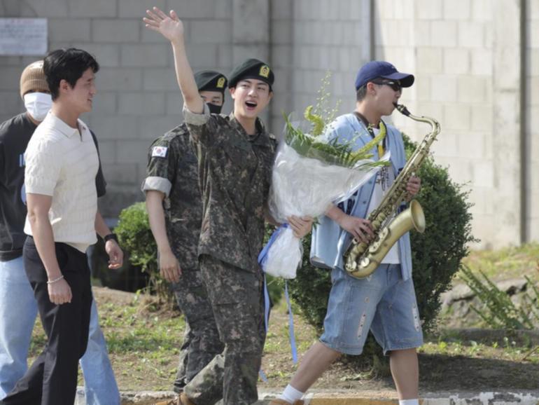 Jin became the first member of BTS to enlist in the South Korean military in December 2022. (AP PHOTO)