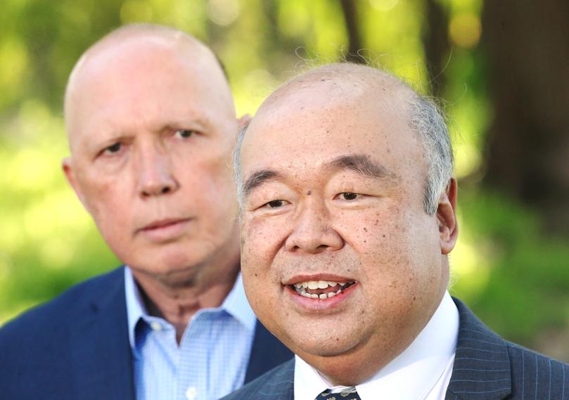 News. Politics. Press Conference. Leader of the Oppostion Peter Dutton and Member for Moore Ian Goodenough at the North Shore Country Club.