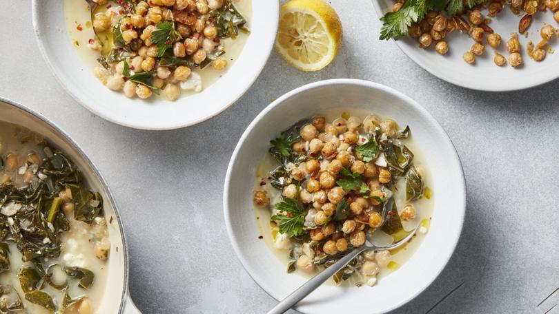 Crispy chickpea stew. Cooking from scratch is always more economical and healthier than takeout  and it can be almost as easy. Food styled by Monica Pierini.