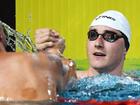 Cameron McEvoy is congratulated after winning the final of the men's 50m freestyle.