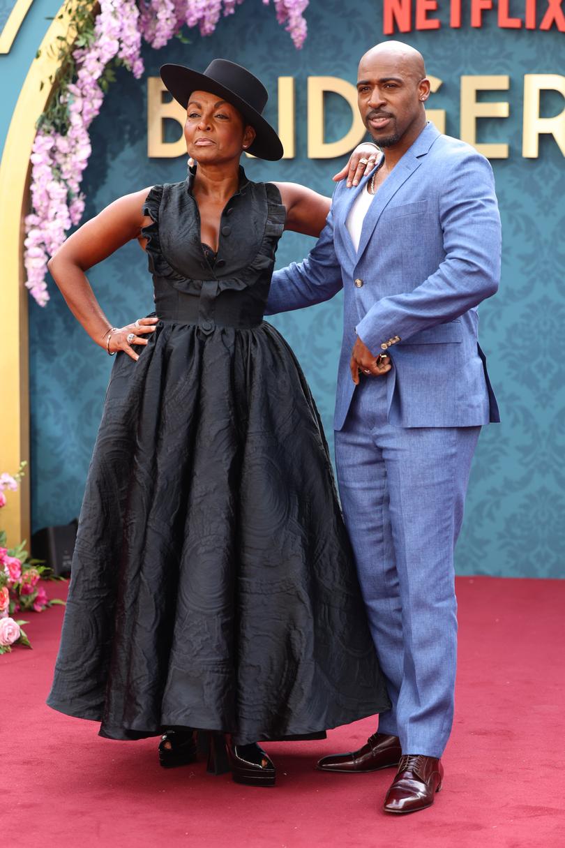 LONDON, ENGLAND - JUNE 12: Adjoa Andoh and Daniel Francis attend the "Bridgerton" Season Part two special screening at the Odeon Luxe Leicester Square on June 12, 2024 in London, England. (Photo by Lia Toby/Getty Images)