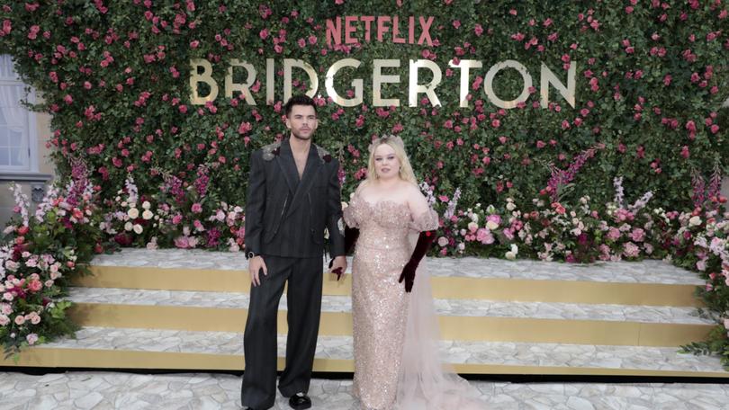 Bridgerton stars Luke Newton and Nicola Coughlan at the premiere.