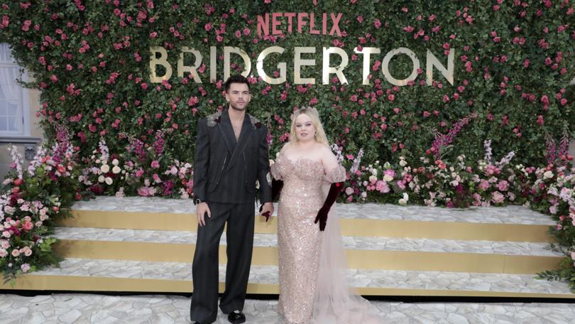 Bridgerton stars Luke Newton and Nicola Coughlan at the premiere. 