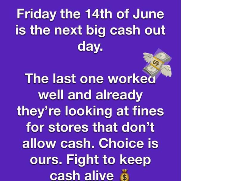 Cash activists are sharing the news about Cash Out Day. 