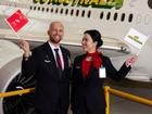 Qantas Customer Service Manager Shaun Clark and Qantas Customer Service Manager Amy Xia