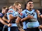 Latrell Mitchell (centre) has been recalled to the NSW side for State of Origin II. (Darren England/AAP PHOTOS)