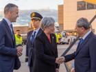 Senator Wong greeted Premier Li at Adelaide airport on Saturday. 