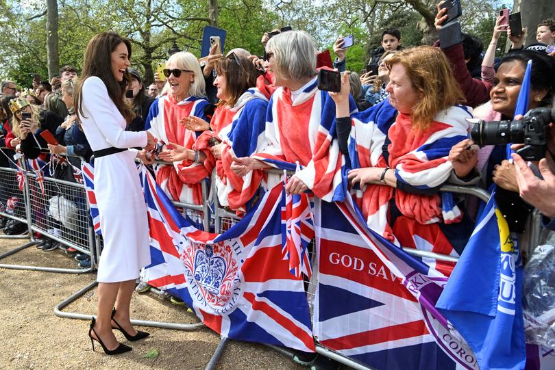 Catherine, Princess of Wales, meets well-wishers ahead of the coronation in May last year.