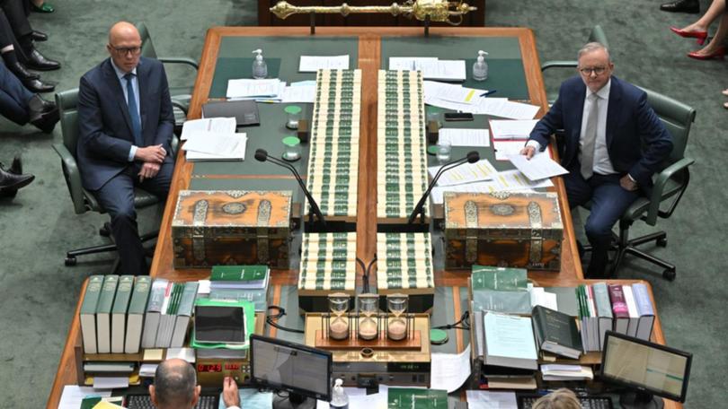 Peter Dutton and Anthony Albanese in parliament