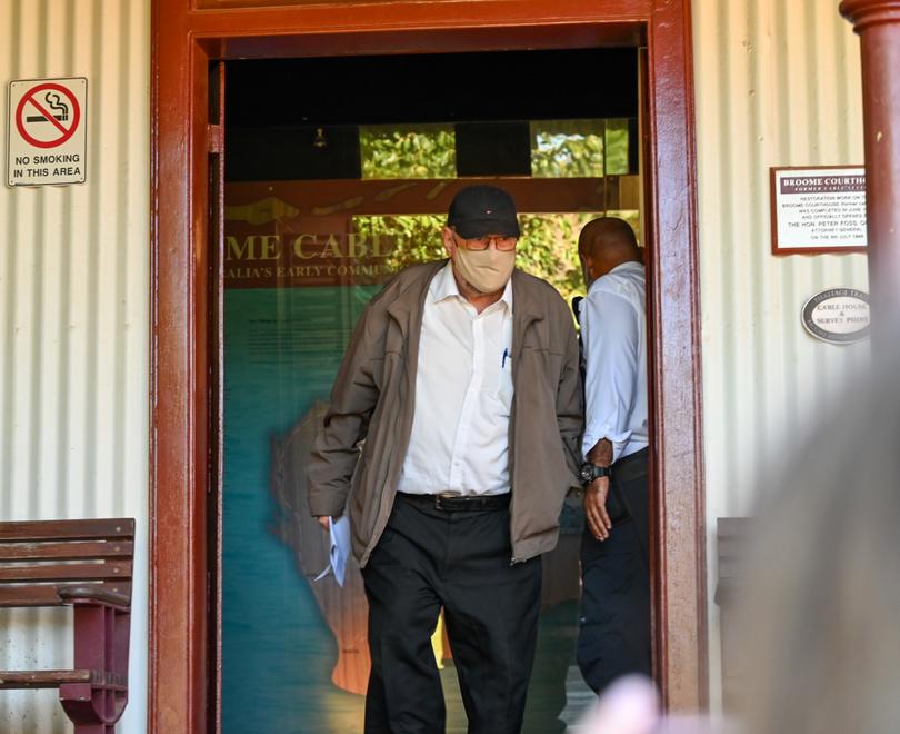 Broome Bishop Christopher Saunders leaving Broome Magistrates Court.
