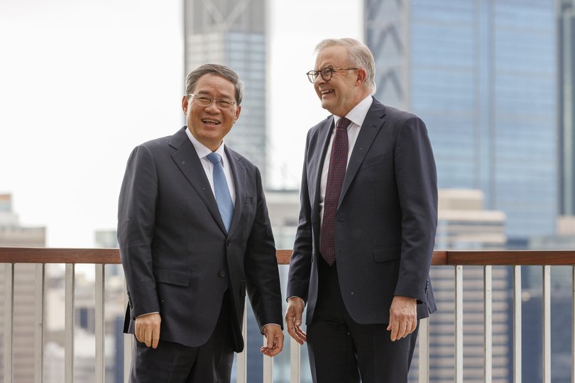 Chinese Premier Li Qiang, left, and Australian Prime Minister Anthony Albanese visit Kings Park in Perth.