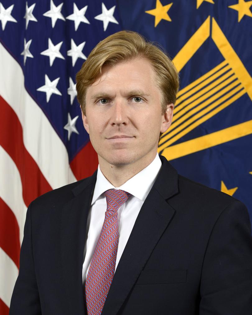 Elbridge Coby, Deputy Assistant Secretary of Defense, Strategy and Force Development, Department of Defense, poses for his official portrait in the Army portrait studio at the Pentagon in Arlington, Virginia, June 22, 2017.  (U.S. Army photo by Monica King/Released)