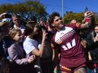 Reece Walsh has been mobbed by fans in Toowoomba as the Maroons trained in the garden city.