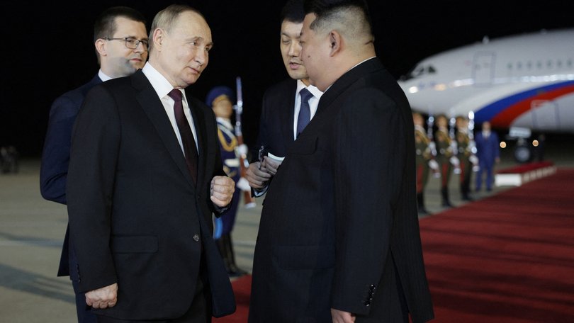 Russian President Vladimir Putin landed in North Korea early on June 19.