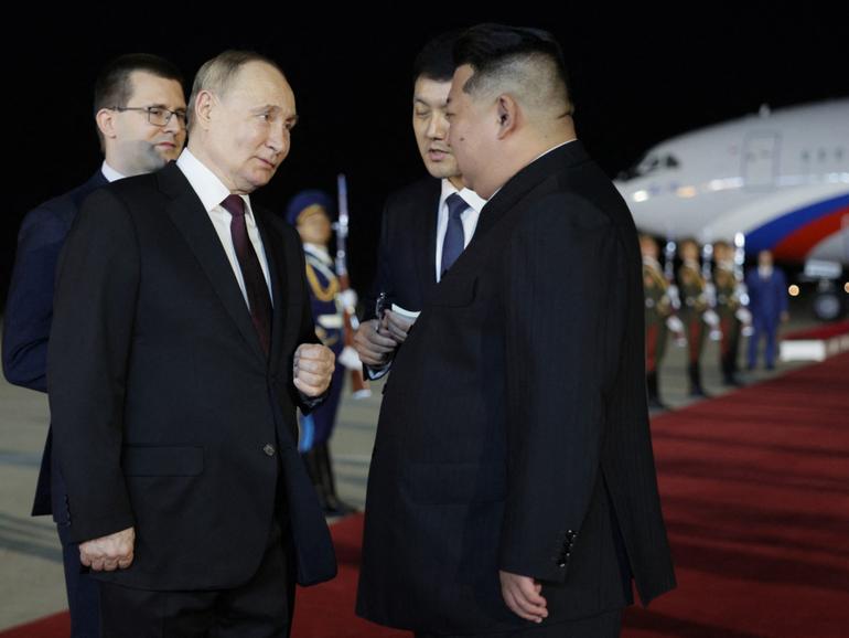 Russian President Vladimir Putin landed in North Korea early on June 19.