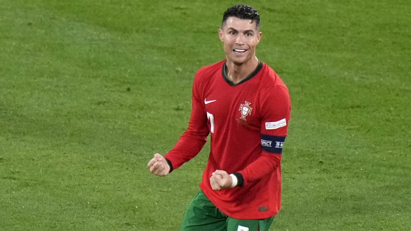 Cristiano Ronaldo celebrates Portugal's last-gasp win over a resolute Czech side.