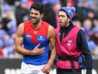 Melbourne coach Simon Goodwin has defended the treatment of injured superstar Christian Petracca. (James Ross/AAP PHOTOS)