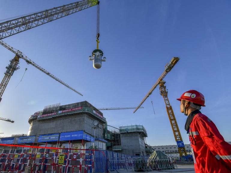 The core module of a small modular reactor being installed in China late last year. 