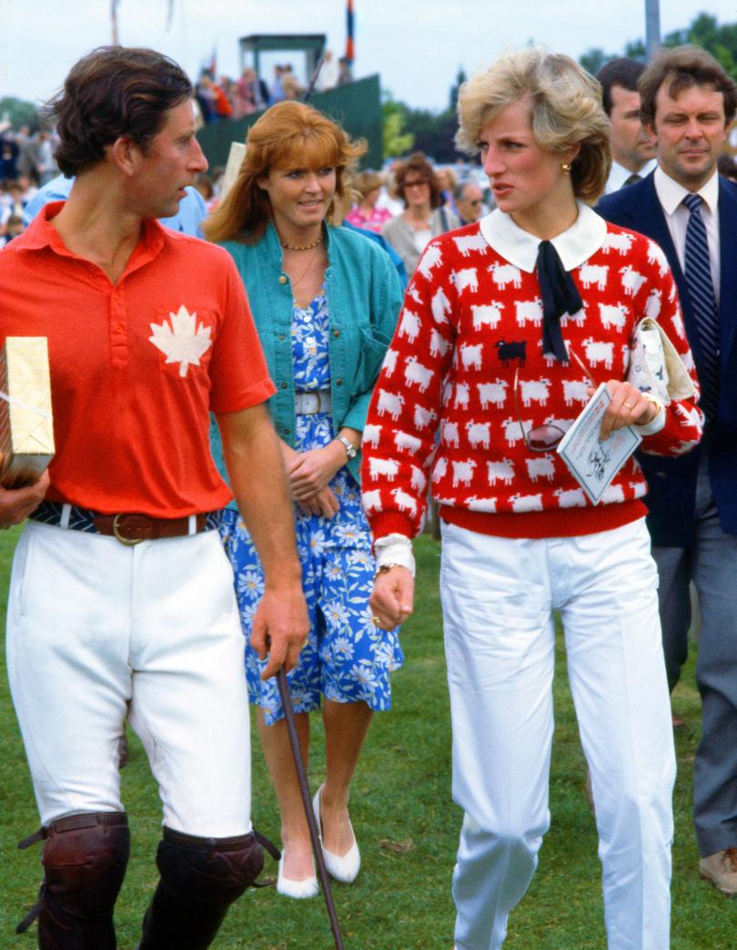 Charles, Sarah Ferguson and Diana at the Guards Polo Club in Windsor, circa June 1983. 