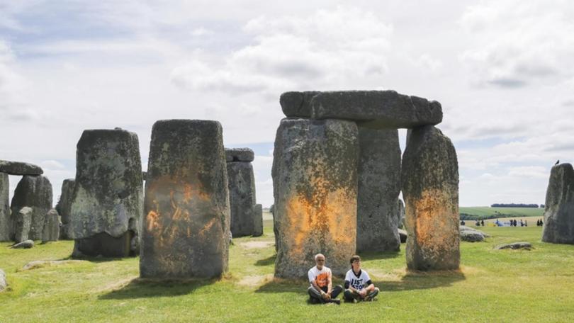 Activists from the Just Stop Oil group have sprayed an orange substance on Stonehenge.