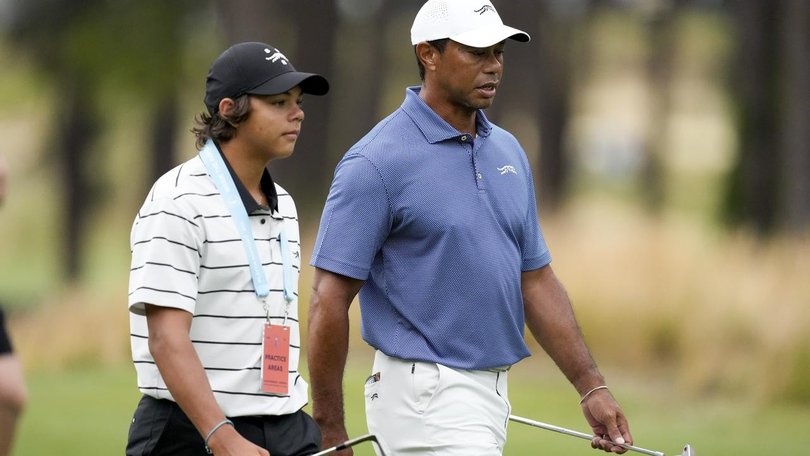 Charlie Woods will be looking to emulate his father Tiger Woods at the US Junior Amateur. (AP PHOTO)