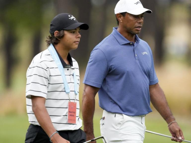 Charlie Woods will be looking to emulate his father Tiger Woods at the US Junior Amateur. (AP PHOTO)