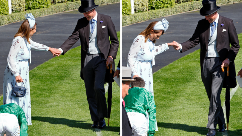 Prince William lends a hand to Carole Middleton at Royal Ascot.