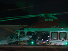 A helicopter arriving at a Melbourne hospital with a patient.
