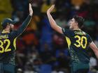 A hat-trick from Pat Cummins helped put Australia on the path to victory over Bangladesh. (AP PHOTO)
