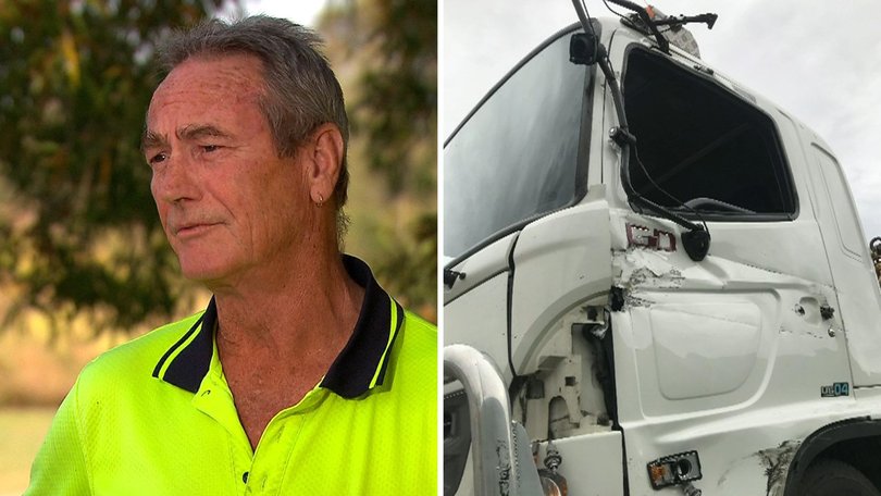 Raymond Faull’s truck was among those damaged while he was headed home from work.