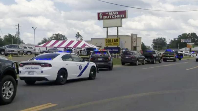 Three people are dead and 10 wounded after a gunman opened fire at an Arkansas grocery store. (AP PHOTO)