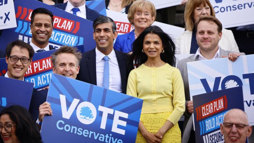 A new betting scandal has damaged Rishi Sunak's attempts to catch Labour in the UK election campaign (AP PHOTO)