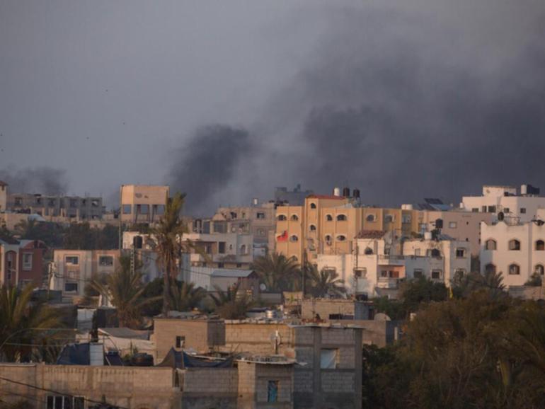 Eight Palestinians were killed in an Israeli air strike on a training college near Gaza City. (EPA PHOTO)