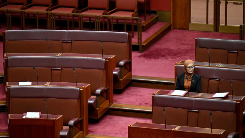 Labor Senator Fatima Payman in the Senate chamber at Parliament House on Monday, June 24.