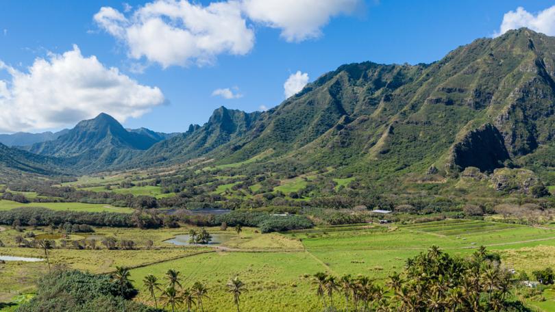 The Kualoa or Ka’a’awa valley near Kaneohe on Oahu was used in Jurassic Park films