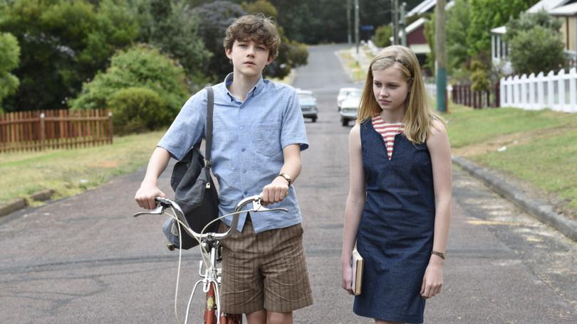 Jasper Jones. Levi Miller as Charlie Bucktin and Angourie Rice as Eliza Wishart in the film. Picture: David Dare Parker